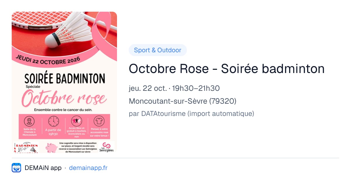 Octobre Rose - Soirée badminton — Moncoutant-sur-Sèvre