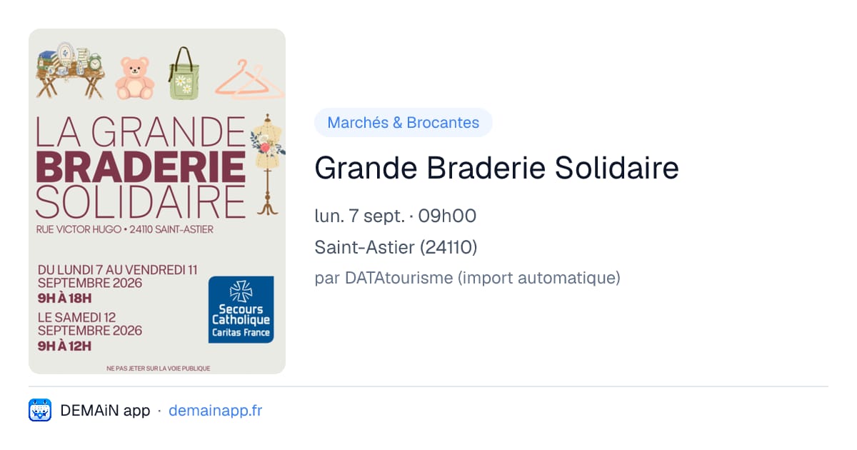 Grande Braderie Solidaire — Saint-Astier