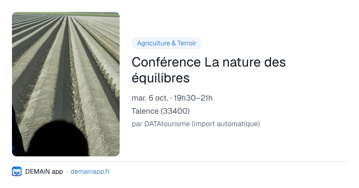 Conférence La nature des équilibres — Talence
