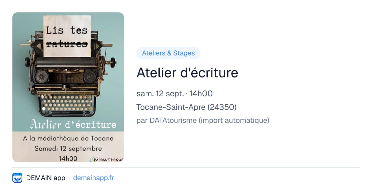 Atelier d'écriture — Tocane-Saint-Apre