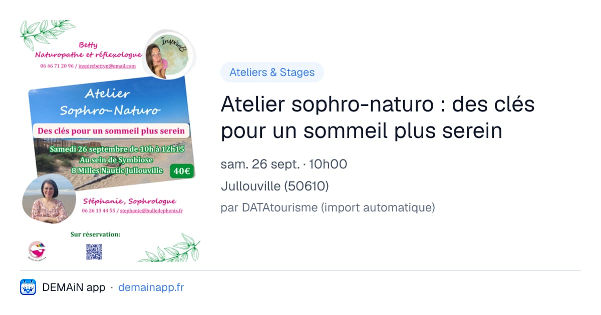Atelier sophro-naturo : des clés pour un sommeil plus serein — Jullouville