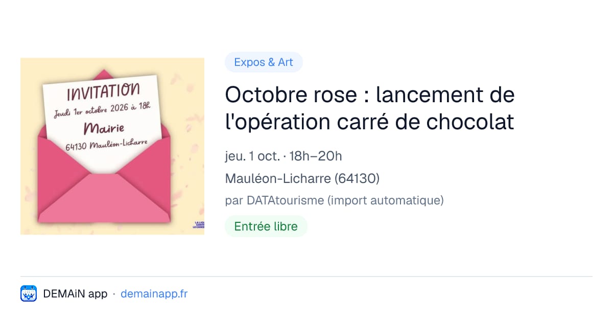 Octobre rose : lancement de l'opération carré de chocolat — Mauléon-Licharre
