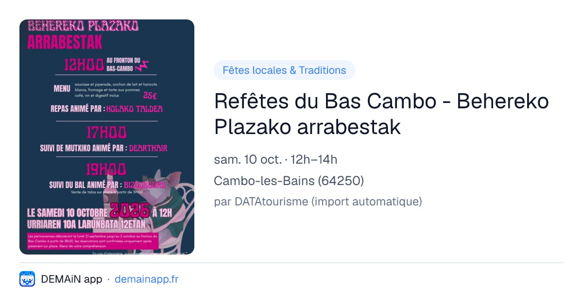 Refêtes du Bas Cambo - Behereko Plazako arrabestak — Cambo-les-Bains