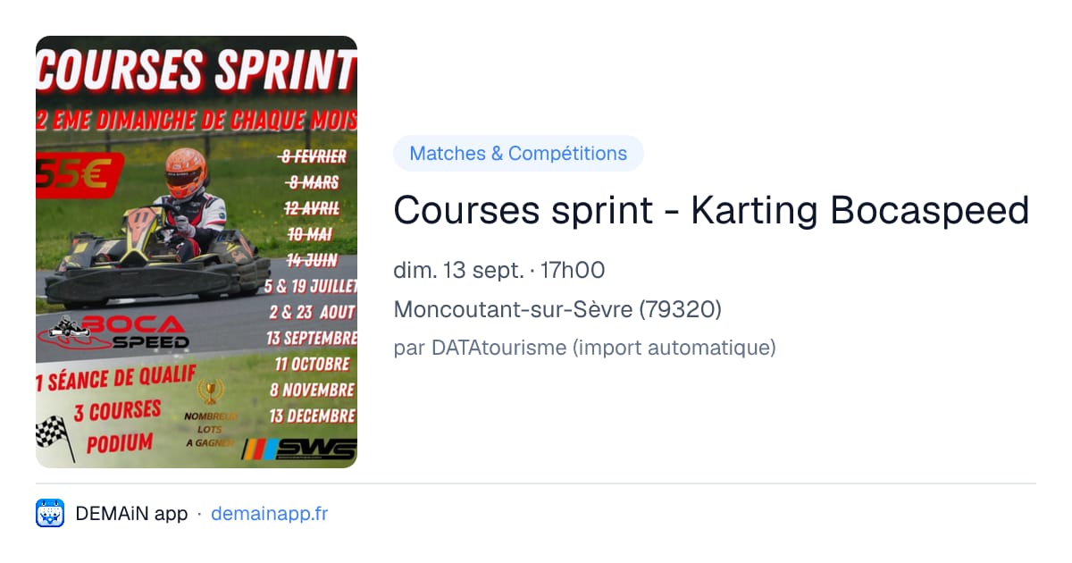 Courses sprint - Karting Bocaspeed — Moncoutant-sur-Sèvre
