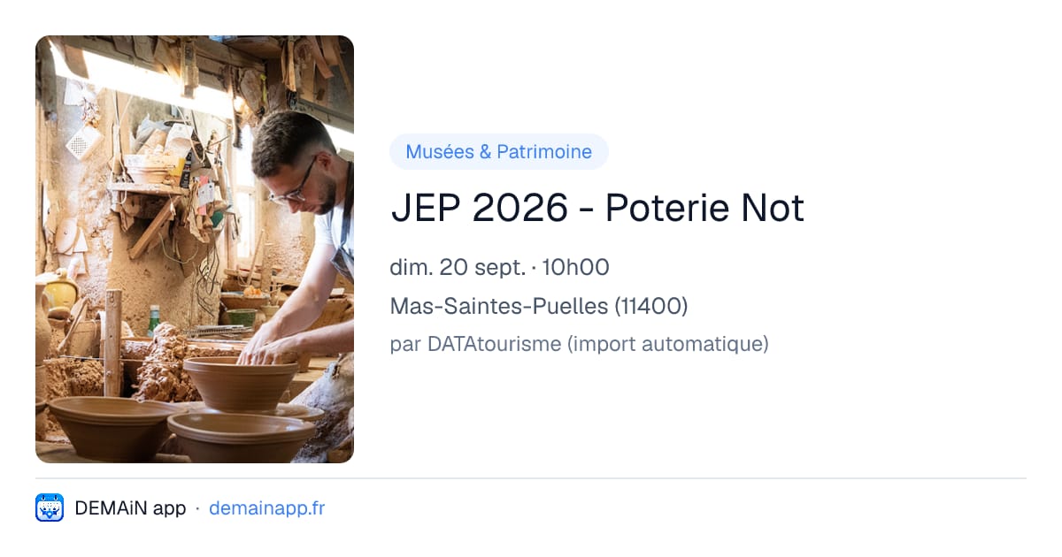 JEP 2026 - Poterie Not — Mas-Saintes-Puelles