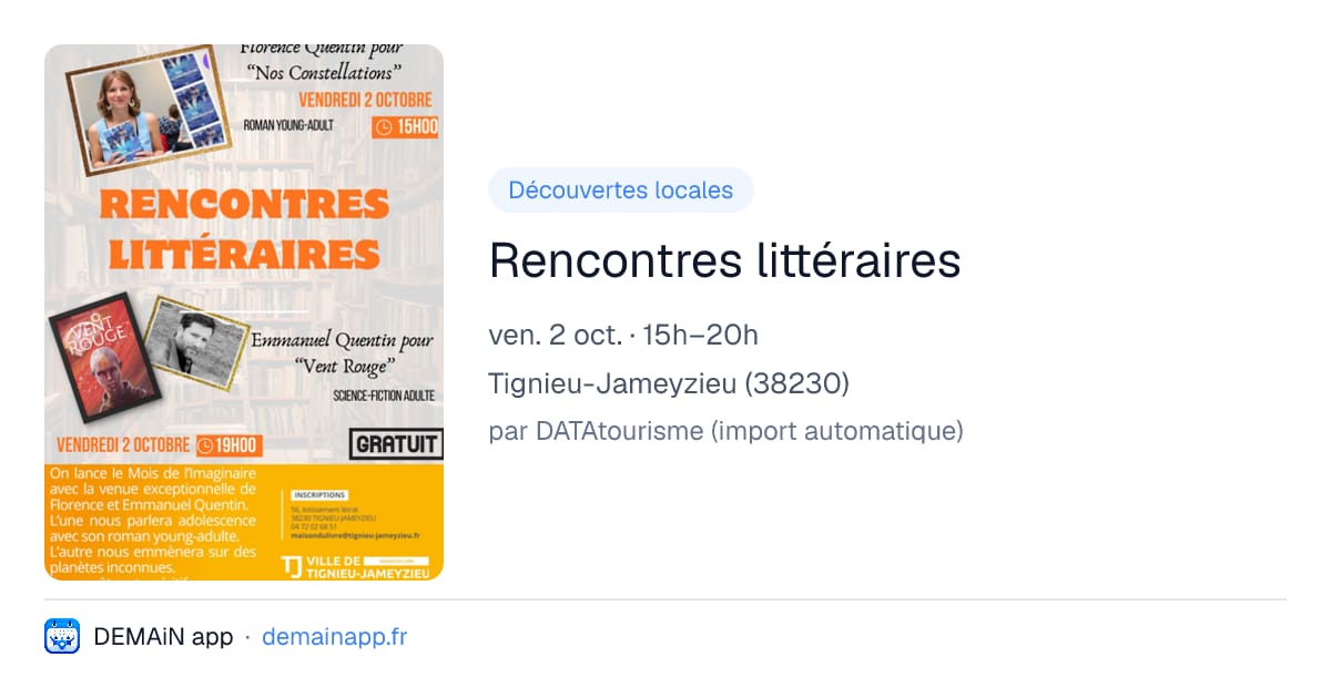 Rencontres littéraires — Tignieu-Jameyzieu