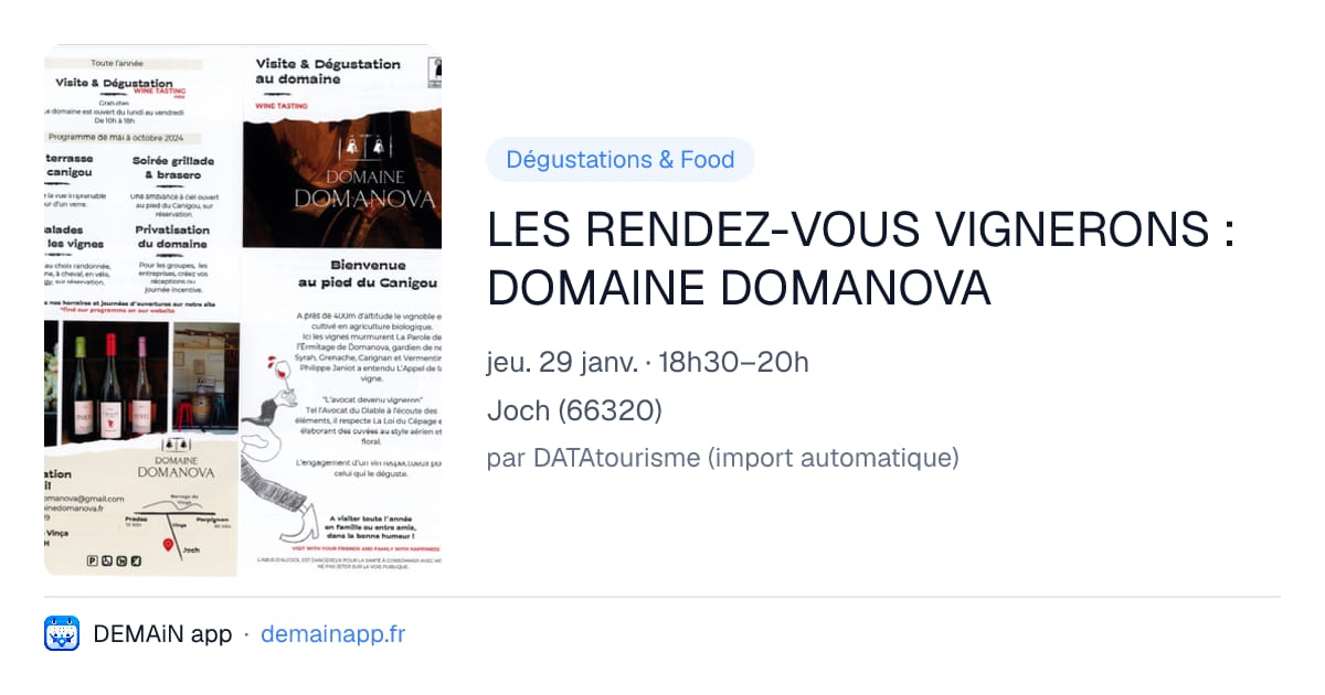 LES RENDEZ-VOUS VIGNERONS : DOMAINE DOMANOVA — Joch