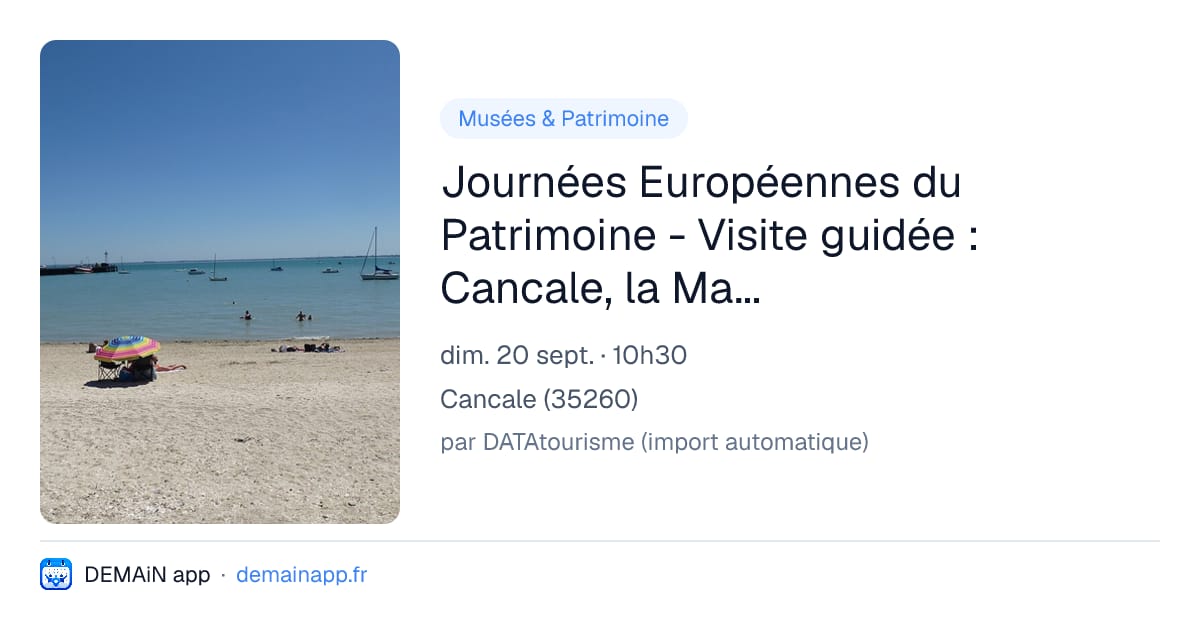 Journées Européennes du Patrimoine - Visite guidée : Cancale, la Maritime — Cancale