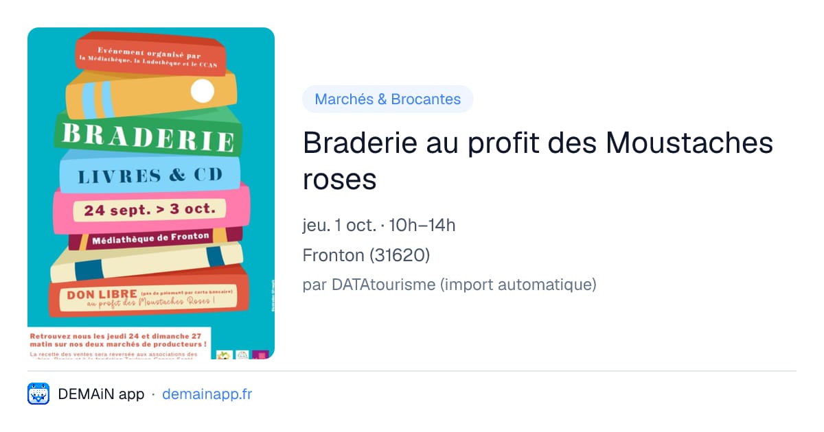 Braderie au profit des Moustaches roses — Fronton
