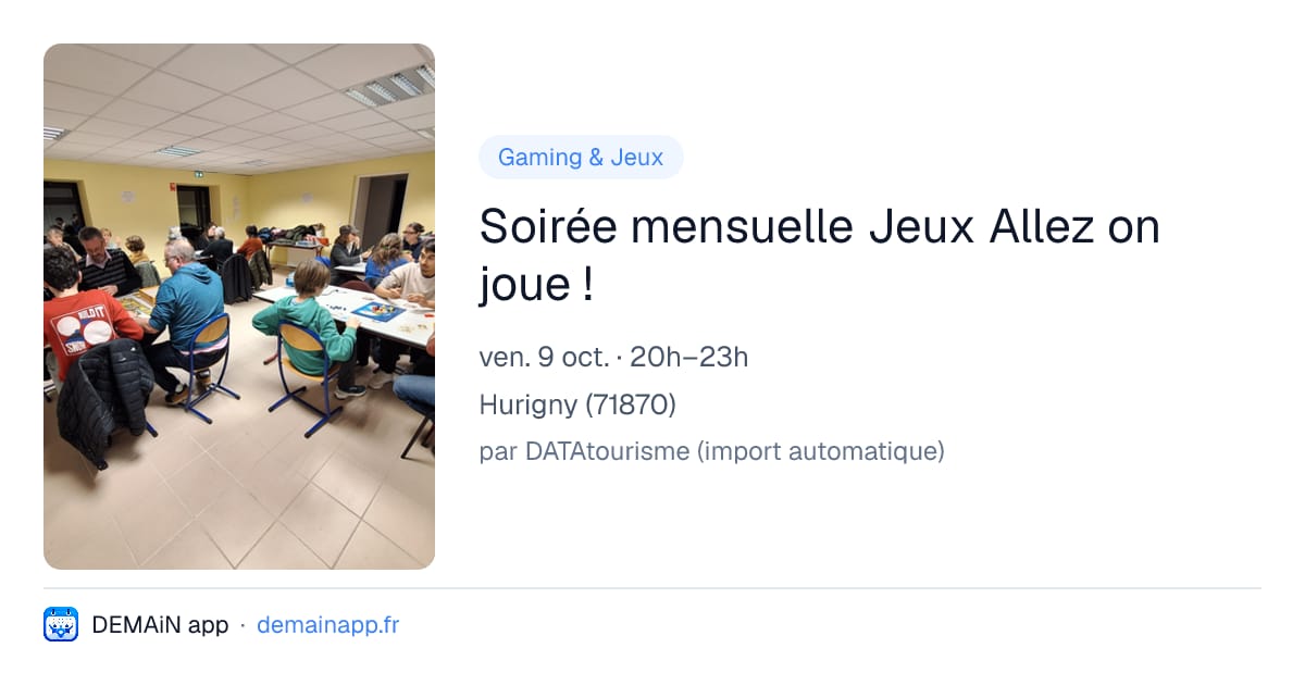 Soirée mensuelle Jeux Allez on joue ! — Hurigny