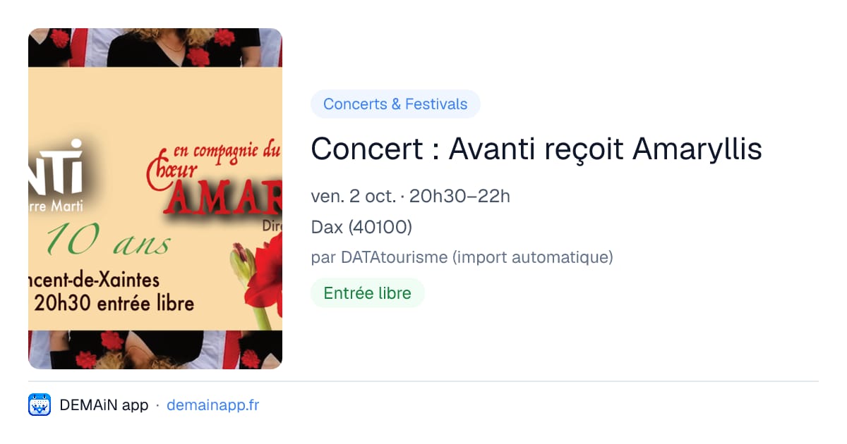 Concert : Avanti reçoit Amaryllis — Dax