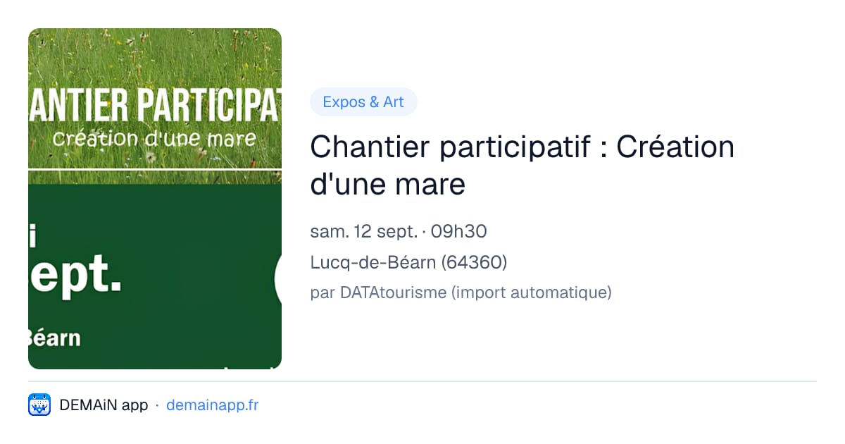 Chantier participatif : Création d'une mare — Lucq-de-Béarn