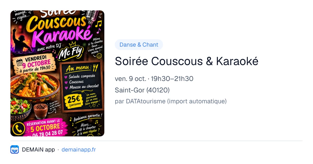Soirée Couscous & Karaoké — Saint-Gor