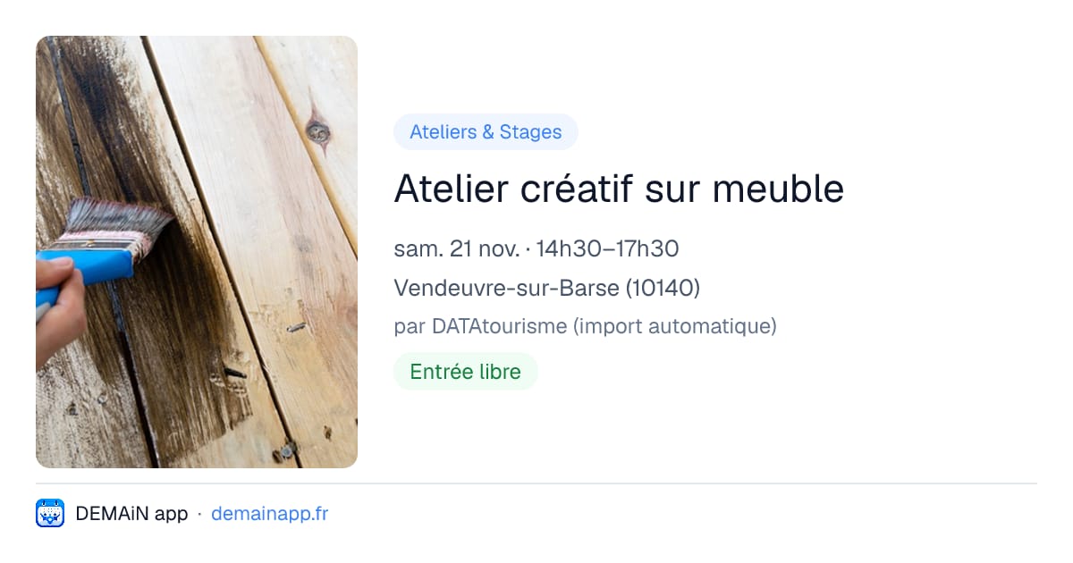 Atelier créatif sur meuble — Vendeuvre-sur-Barse
