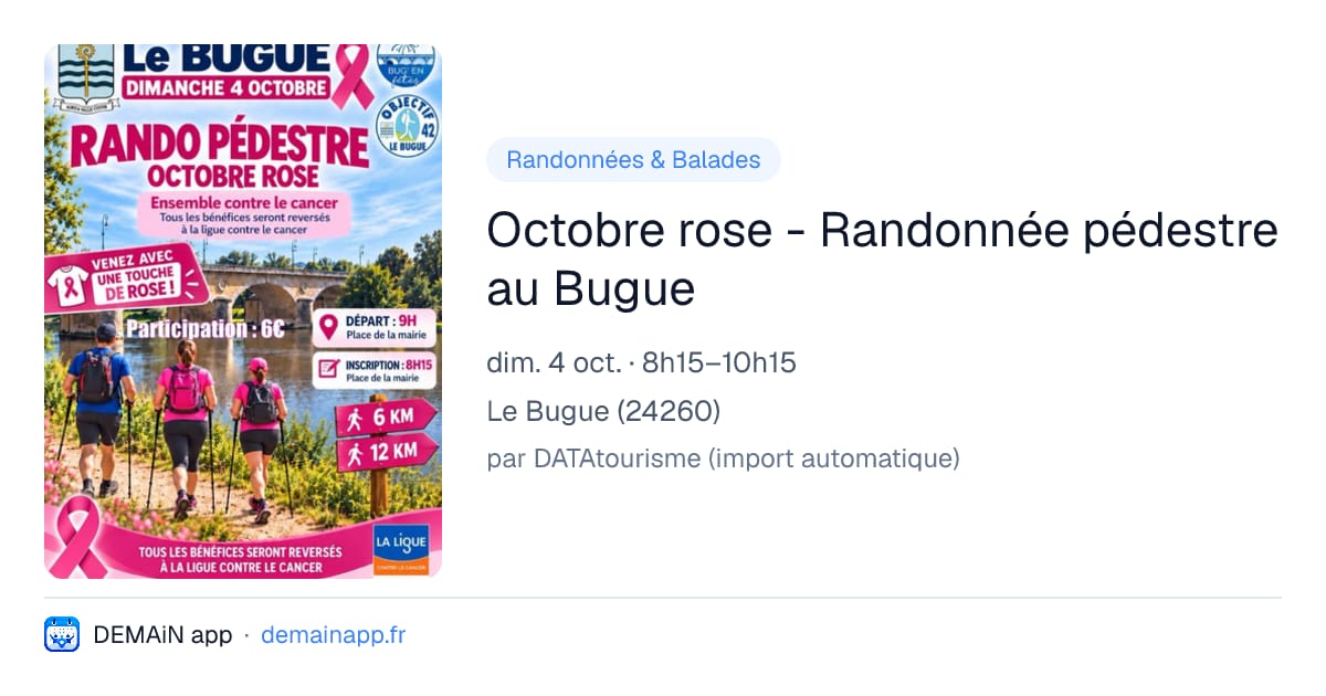 Octobre rose - Randonnée pédestre au Bugue — Le Bugue