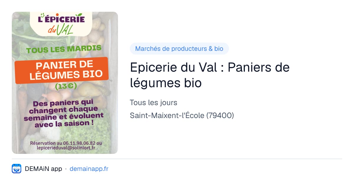 Epicerie du Val : Paniers de légumes bio — Saint-Maixent-l'École