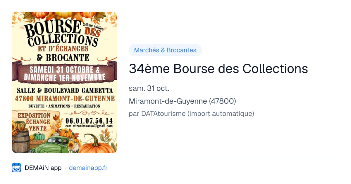 34ème Bourse des Collections — Miramont-de-Guyenne