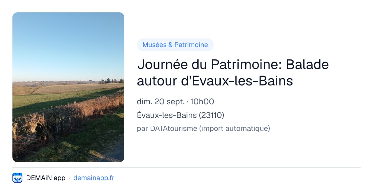 Journée du Patrimoine: Balade autour d'Evaux-les-Bains — Évaux-les-Bains