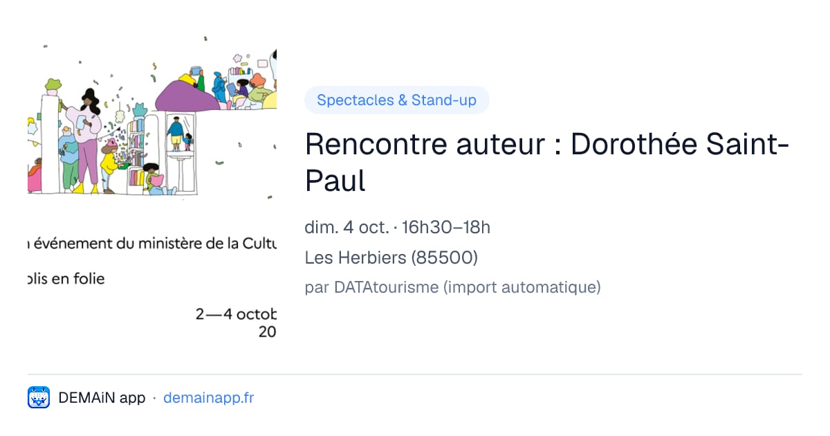 Rencontre auteur : Dorothée Saint-Paul — Les Herbiers