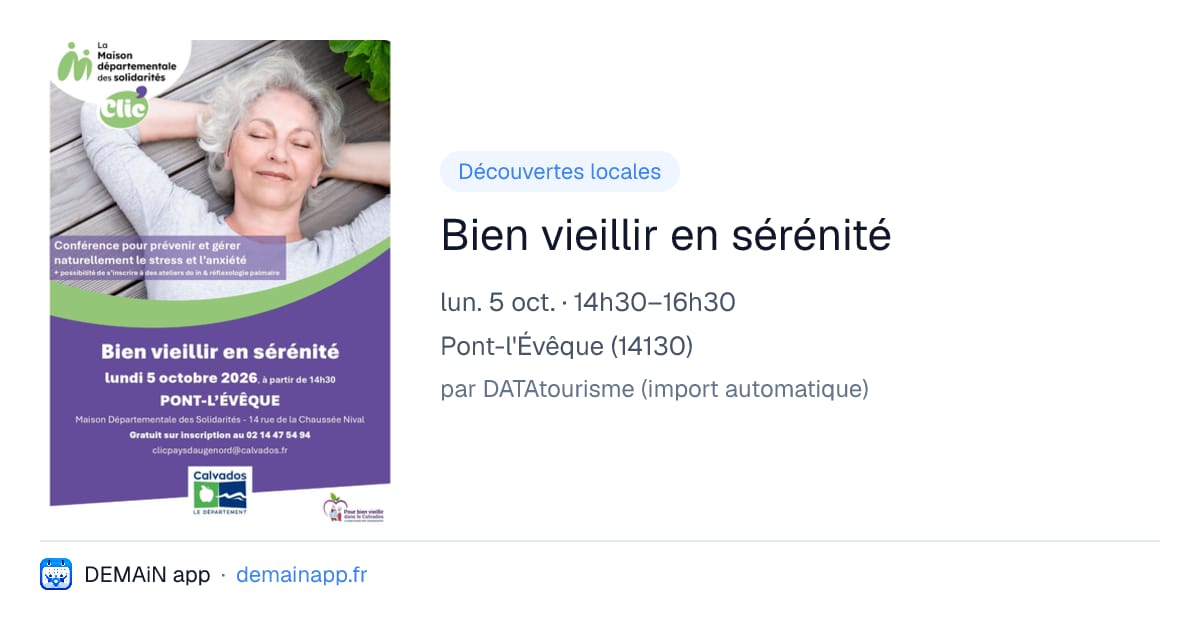 Bien vieillir en sérénité — Pont-l'Évêque