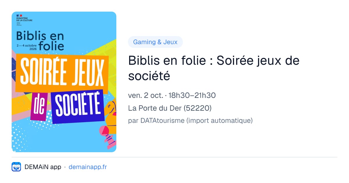 Biblis en folie : Soirée jeux de société — La Porte du Der