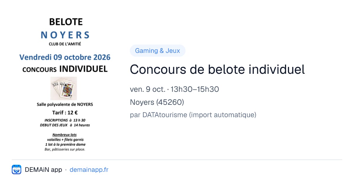 Concours de belote individuel — Noyers