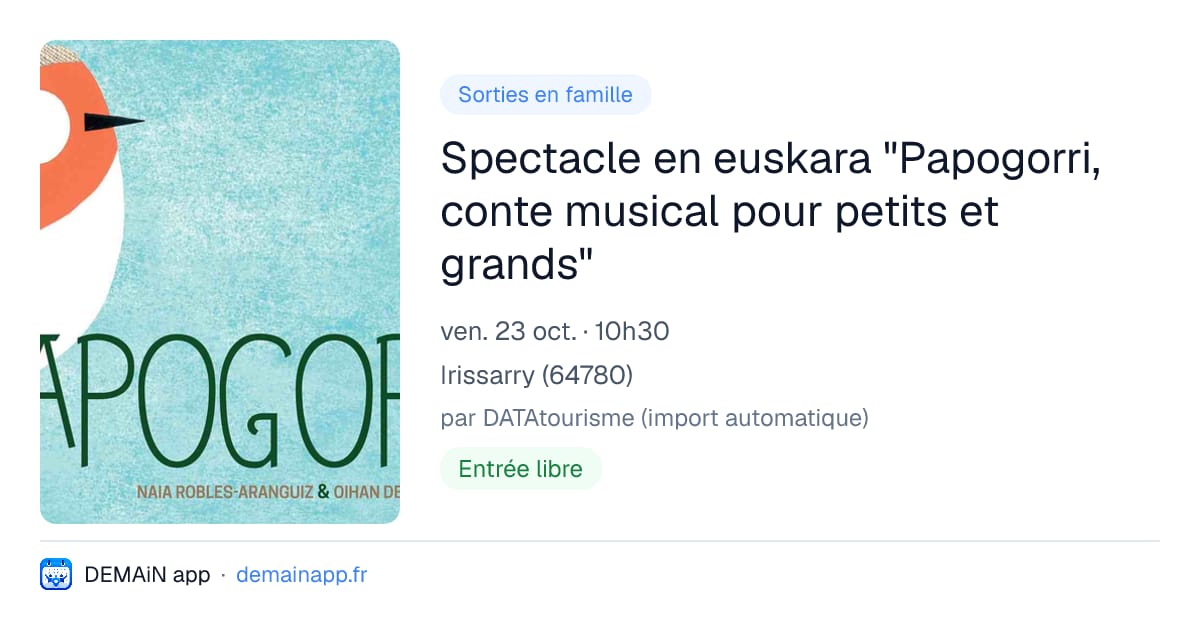 Spectacle en euskara "Papogorri, conte musical pour petits et grands" — Irissarry