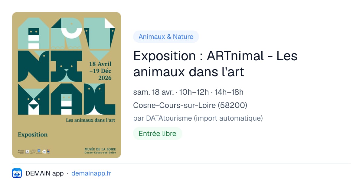 Exposition : ARTnimal - Les animaux dans l'art — Cosne-Cours-sur-Loire
