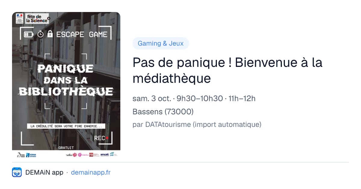 Pas de panique ! Bienvenue à la médiathèque — Bassens