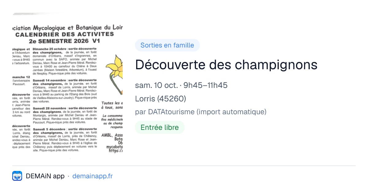 Découverte des champignons — Lorris