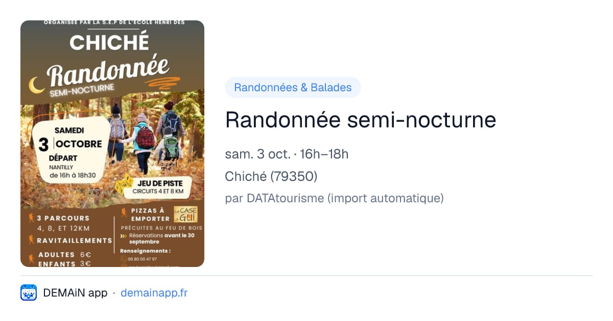 Randonnée semi-nocturne — Chiché