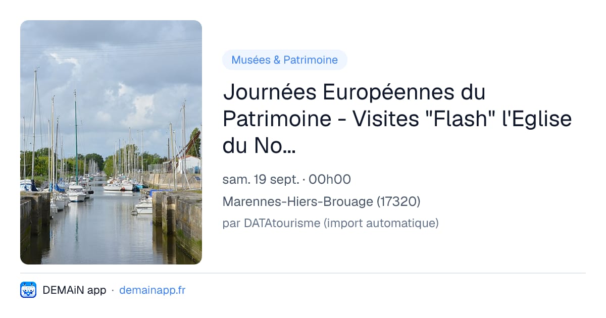 Journées Européennes du Patrimoine - Visites "Flash" l'Eglise du Nouveau Monde — Marennes-Hiers-Brouage