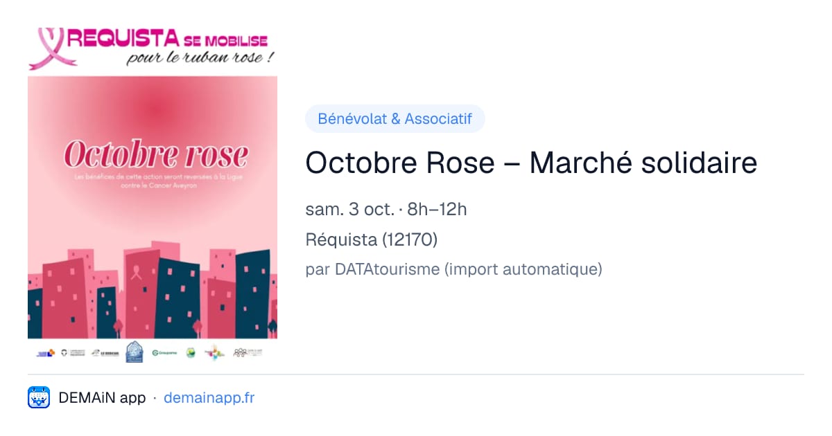 Octobre Rose – Marché solidaire — Réquista