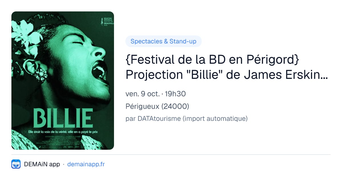 {Festival de la BD en Périgord} Projection "Billie" de James Erskine + conférence — Périgueux