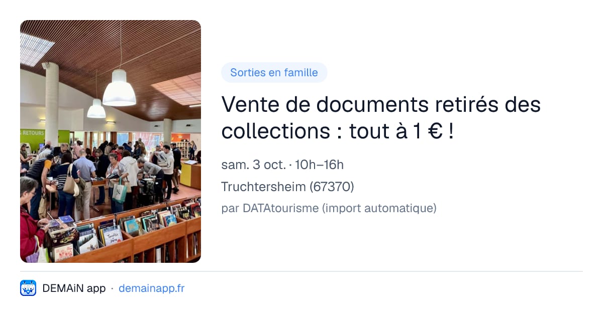 Vente de documents retirés des collections : tout à 1 € ! — Truchtersheim