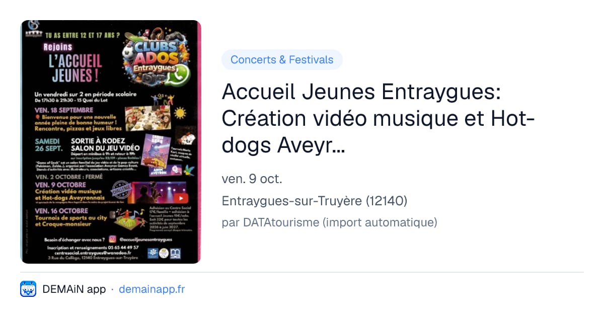 Accueil Jeunes Entraygues: Création vidéo musique et Hot-dogs Aveyronnais — Entraygues-sur-Truyère