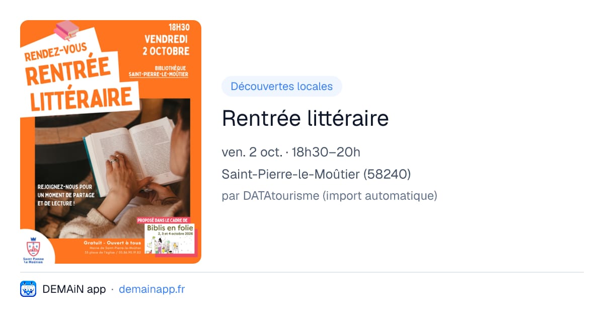 Rentrée littéraire — Saint-Pierre-le-Moûtier