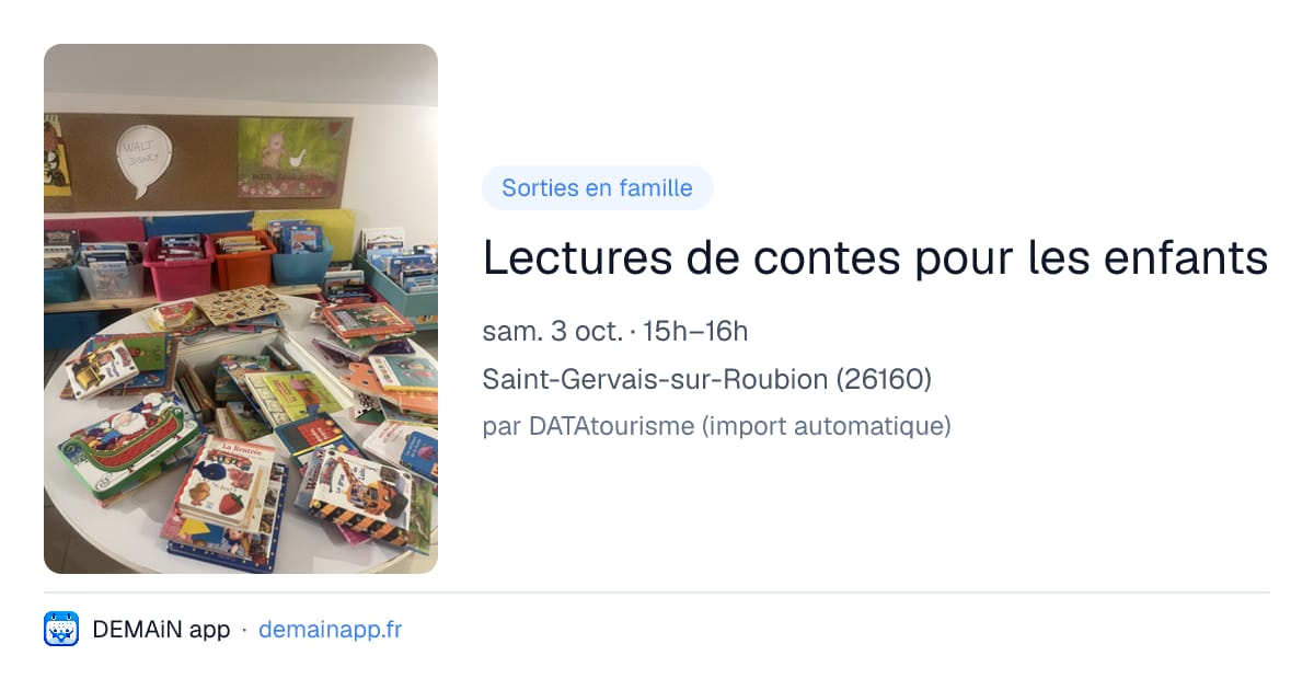 Lectures de contes pour les enfants — Saint-Gervais-sur-Roubion