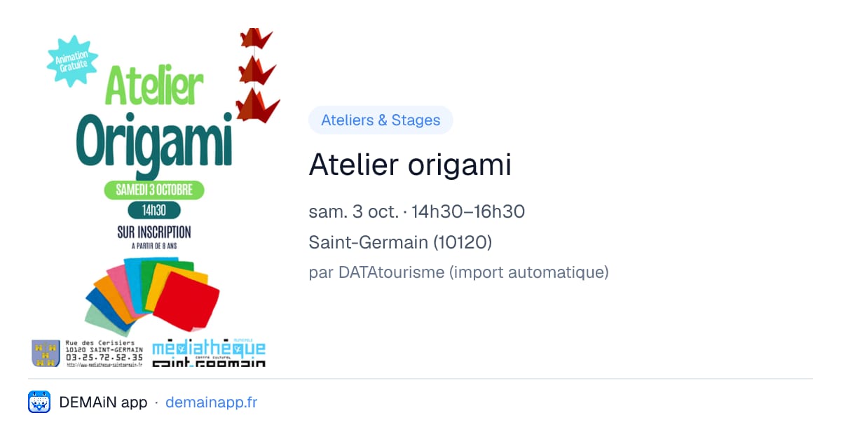 Atelier origami — Saint-Germain