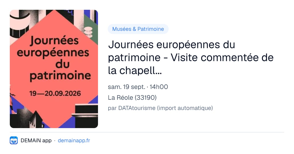 Journées européennes du patrimoine - Visite commentée de la chapelle de l'hôpital — La Réole