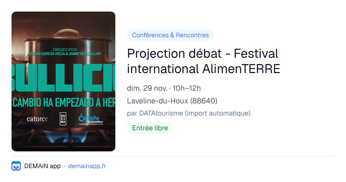 Projection débat - Festival international AlimenTERRE — Laveline-du-Houx