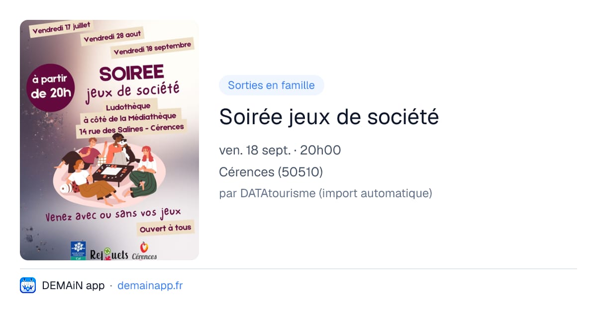 Soirée jeux de société — Cérences