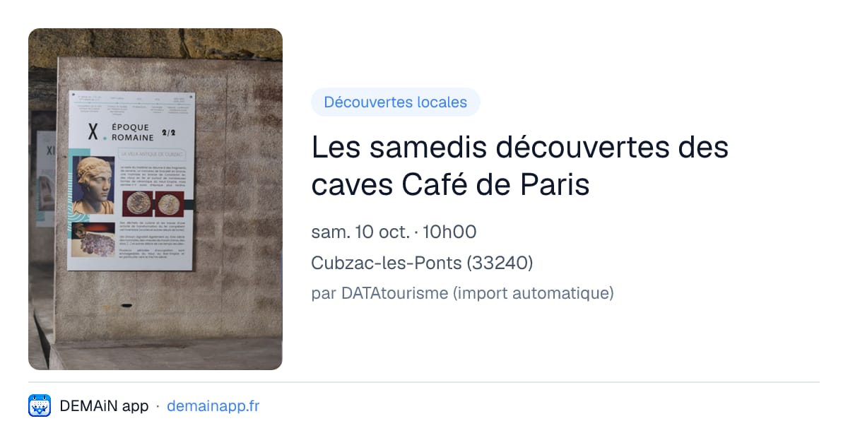 Les samedis découvertes des caves Café de Paris — Cubzac-les-Ponts
