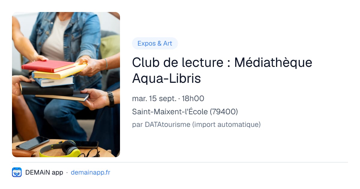 Club de lecture : Médiathèque Aqua-Libris — Saint-Maixent-l'École