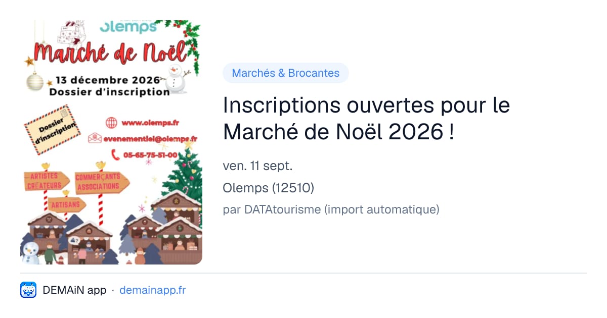 Inscriptions ouvertes pour le Marché de Noël 2026 ! — Olemps