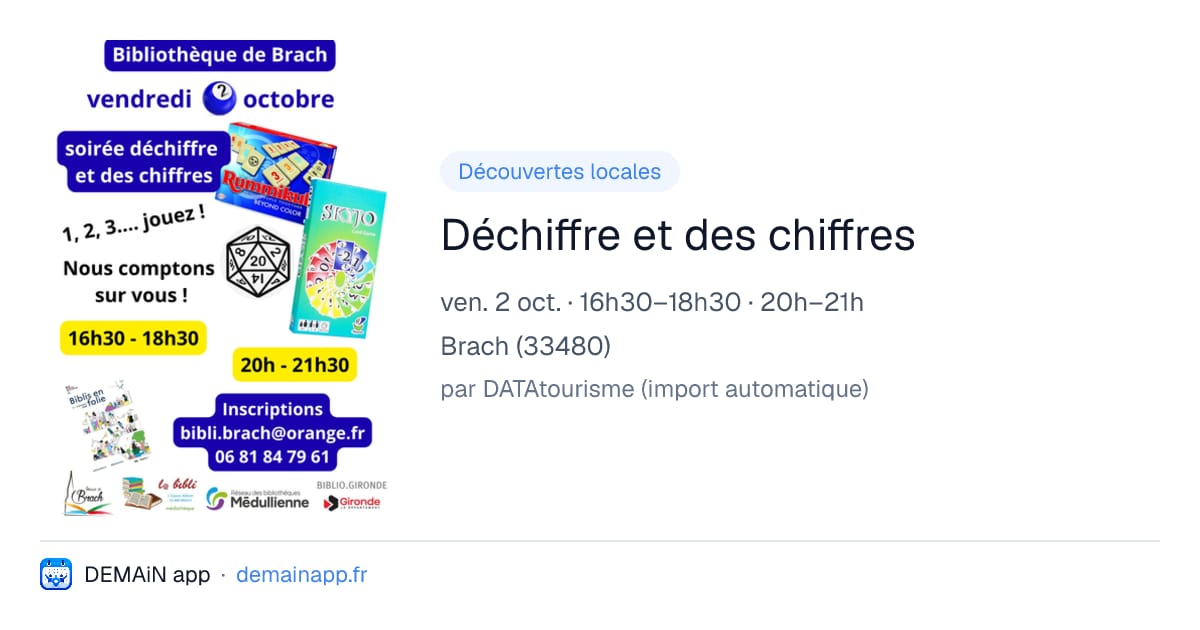 Déchiffre et des chiffres — Brach