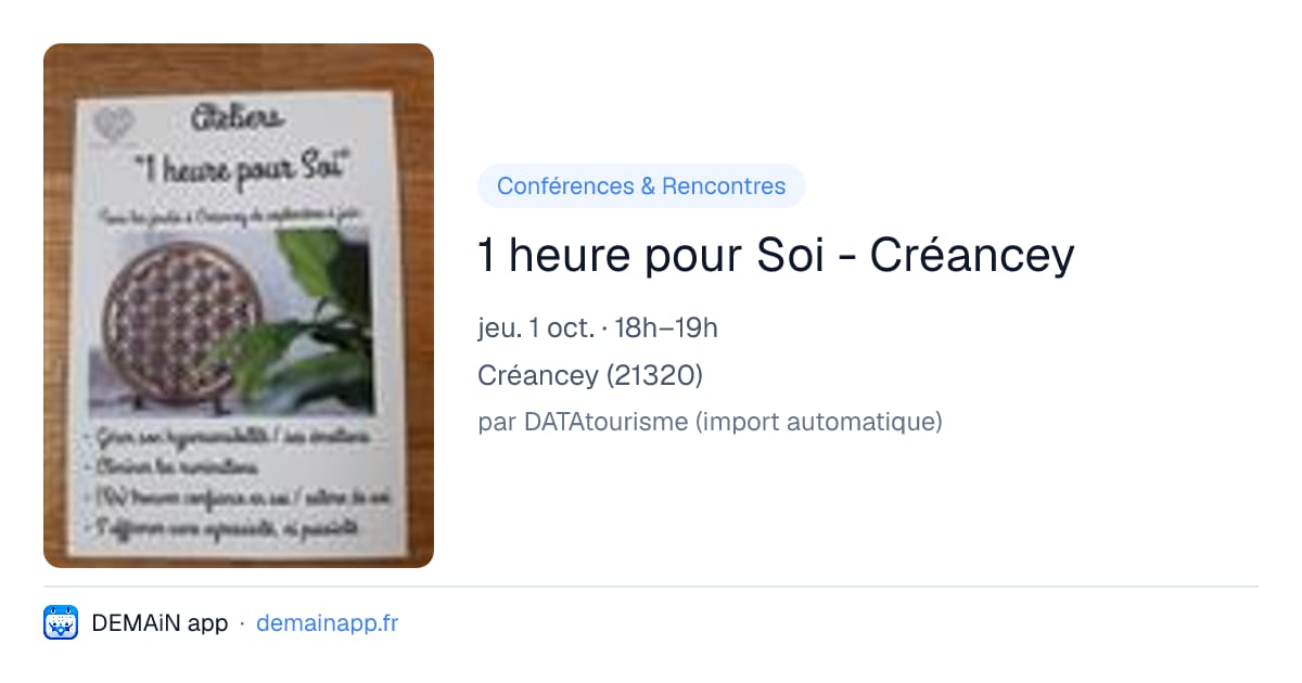 1 heure pour Soi - Créancey — Créancey