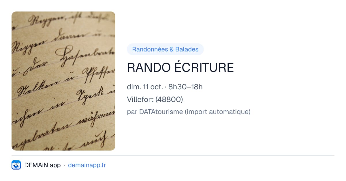 RANDO ÉCRITURE — Villefort