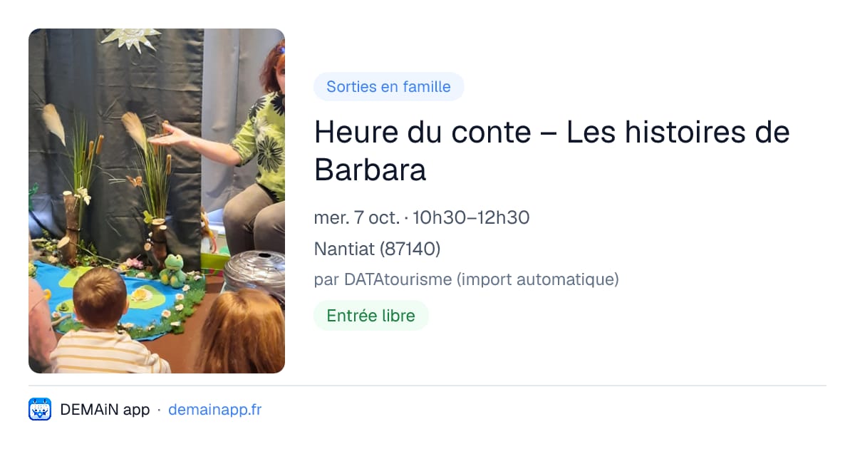 Heure du conte – Les histoires de Barbara — Nantiat