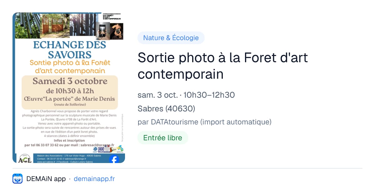 Sortie photo à la Foret d'art contemporain — Sabres